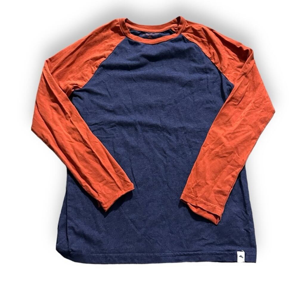 Tommy Bahama Boy's Blue & Orange Long Sleeve Tee Shirt Size L FLAWED